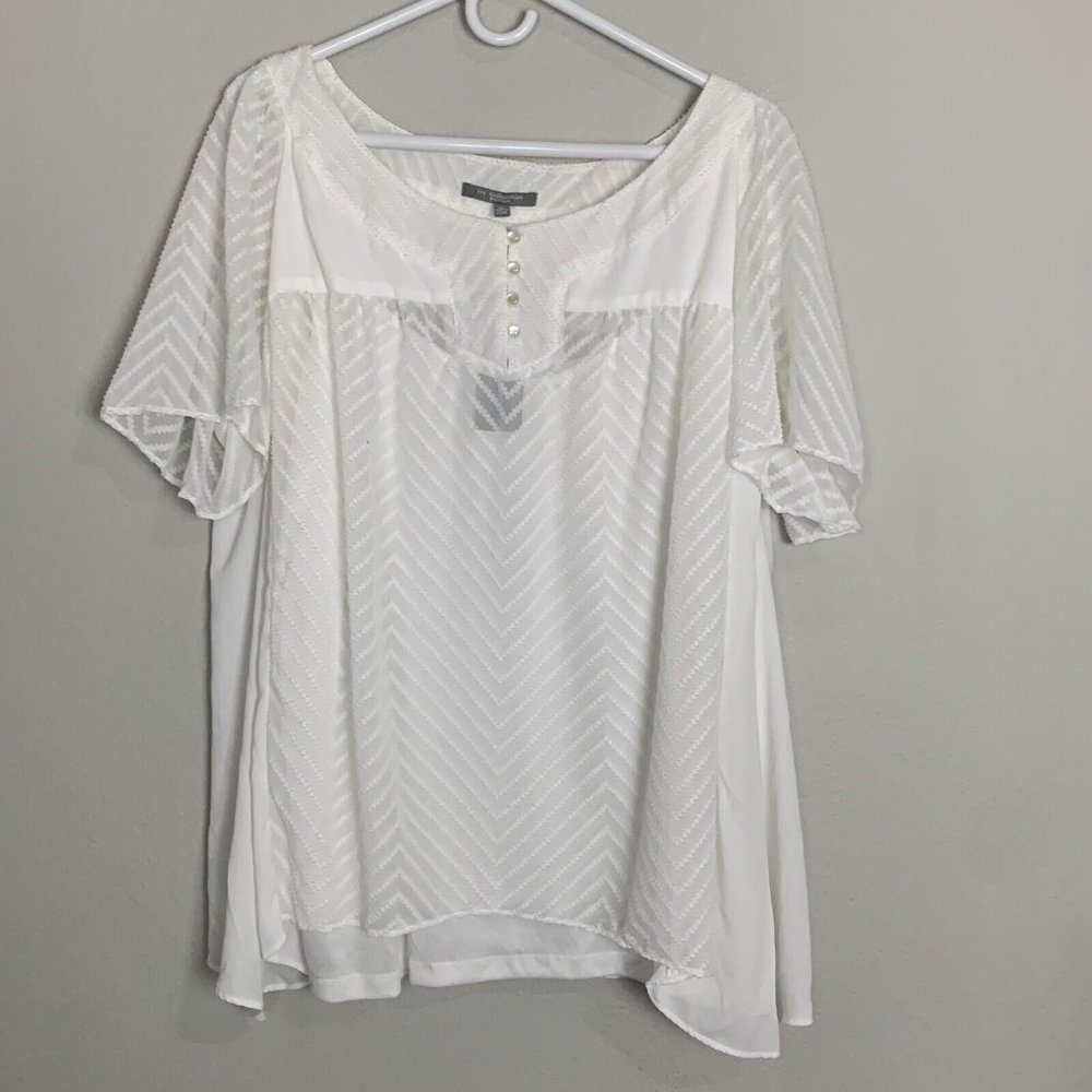 NY Collection 2 Piece Semi Sheer White Shirt And Cami Size 2X NWT
